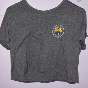 Gray Cropped Tee with Yellow Palm Graphic